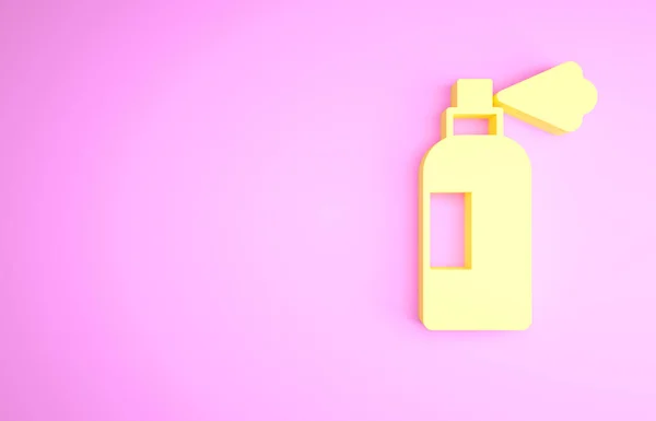 Icona shampoo Yellow Pet isolata su sfondo rosa. Segno di cura degli animali. Simbolo di pulizia cane. Concetto minimalista. Illustrazione 3d rendering 3D — Foto Stock