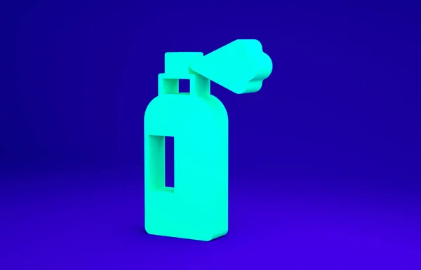 녹색 펫 샴푸 아이콘은 파란색 배경에 분리되어 있습니다. 애완 동물돌보기 표지판. 개 청소의 상징. 미니멀리즘의 개념입니다. 3d 삽화 3D 렌더링 — 스톡 사진