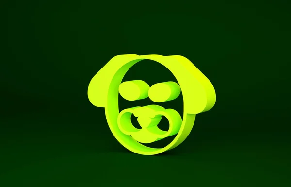 Icono Perro Amarillo aislado sobre fondo verde. Concepto minimalista. 3D ilustración 3D render — Foto de Stock