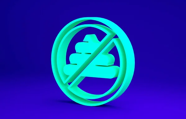 Green No shit icon isolated on blue background. Minimalism concept. 3d illustration 3D render — Stockfoto