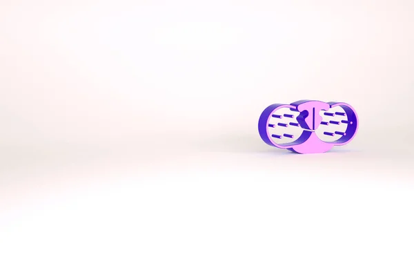Фиолетовый нос кота значок изолирован на белом фоне. Концепция минимализма. 3D-рендеринг — стоковое фото
