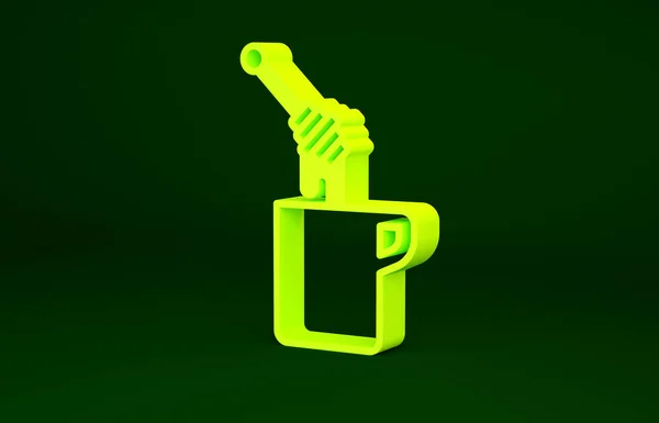 Barrita de miel amarilla con el icono de la miel goteando aislado sobre fondo verde. Cuchara de miel. Concepto minimalista. 3D ilustración 3D render —  Fotos de Stock