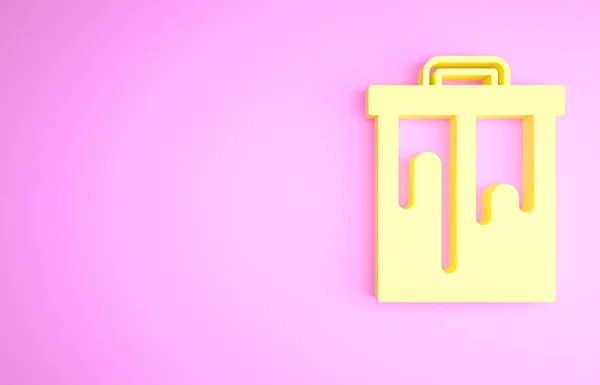 Icona a nido d'ape giallo isolato su sfondo rosa. Simbolo delle cellule del miele. Dolce cibo naturale. Concetto minimalista. Illustrazione 3d rendering 3D — Foto Stock
