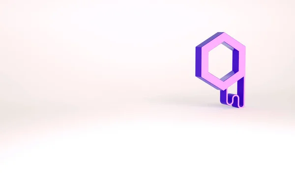 Fialová Honeycomb ikona izolované na bílém pozadí. Symbol medových buněk. Sladké přírodní jídlo. Minimalismus. 3D ilustrace 3D vykreslení — Stock fotografie