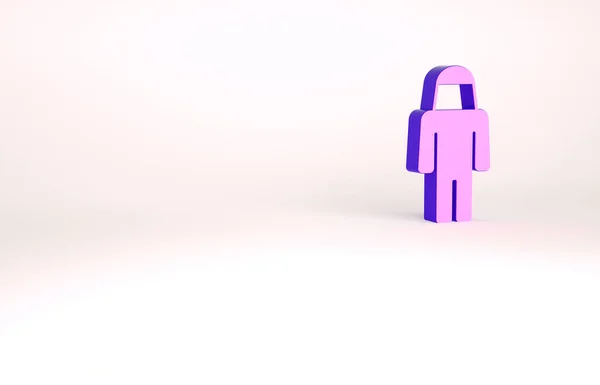 Apiculteur violet avec icône de chapeau de protection isolé sur fond blanc. Uniforme de protection spéciale. Concept de minimalisme. Illustration 3D rendu 3D — Photo