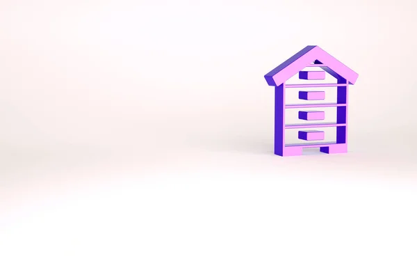 Фиолетовый улей для иконки пчел выделен на белом фоне. Символ улья. Апиари и пчеловодство. Сладкая натуральная еда. Концепция минимализма. 3D-рендеринг — стоковое фото