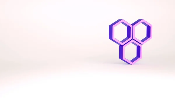 Purple Honeycomb icon isolated on white background. Honey cells symbol. Sweet natural food. Minimalism concept. 3d illustration 3D render — Fotografia de Stock
