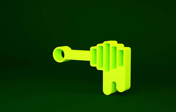 Yellow Honey dipper stick with dripping honey icon isolated on green background. Honey ladle. Minimalism concept. 3d illustration 3D render — Stock Photo, Image