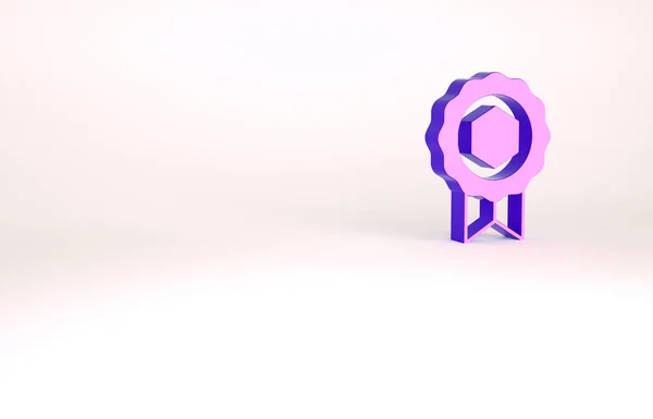 Purple Honey award icon isolated on white background. Honey medal. Minimalism concept. 3d illustration 3D render — Fotografia de Stock