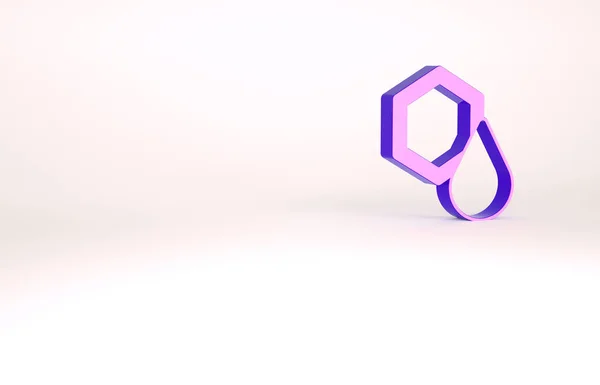 Фіолетова піктограма медоносця ізольована на білому тлі. Медові клітини символ. Солодка натуральна їжа. Концепція мінімалізму. 3D ілюстрація 3D рендеринга — стокове фото