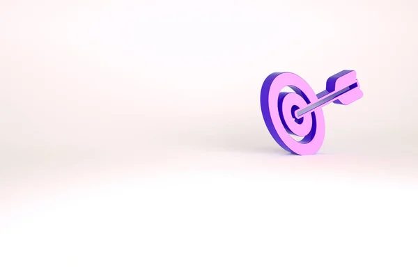 Purple Target icono de concepto de meta financiera aislado sobre fondo blanco. Logro de metas simbólicas, éxito. Concepto minimalista. 3D ilustración 3D render — Foto de Stock