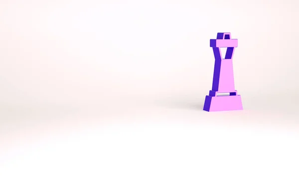 Ícone de xadrez roxo isolado no fundo branco. Estratégia de negócios. Jogo, gestão, finanças. Conceito de minimalismo. 3D ilustração 3D render — Fotografia de Stock