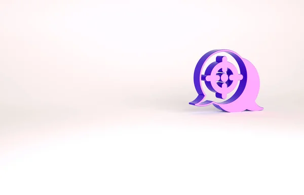 Purple Target icono de concepto de meta financiera aislado sobre fondo blanco. Logro de metas simbólicas, éxito. Concepto minimalista. 3D ilustración 3D render — Foto de Stock