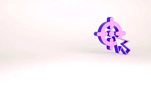 Purple Target icône de concept d'objectif financier isolé sur fond blanc. Objectifs symboliques réalisation, succès. Concept de minimalisme. Illustration 3D rendu 3D — Photo