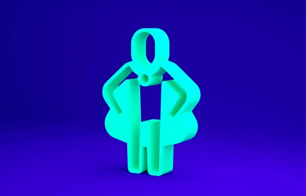 Green Head jacht pictogram geïsoleerd op blauwe achtergrond. Zakelijk doelwit of Teken Werkgelegenheid. Personeel en werving voor het bedrijfsleven. Minimalisme concept. 3d illustratie 3D renderen — Stockfoto