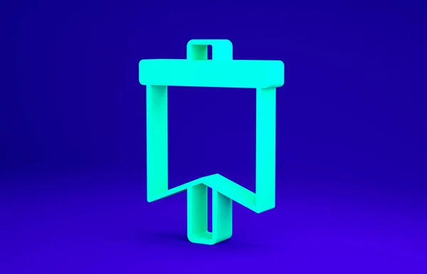 Green Flag icon isolated on blue background. Victory, winning and conquer adversity concept. Minimalism concept. 3d illustration 3D render — Fotografia de Stock