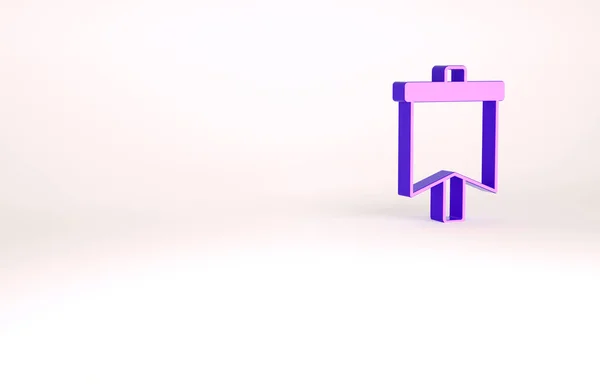 Icône drapeau violet isolée sur fond blanc. Victoire, victoire et conquête du concept d'adversité. Concept de minimalisme. Illustration 3D rendu 3D — Photo