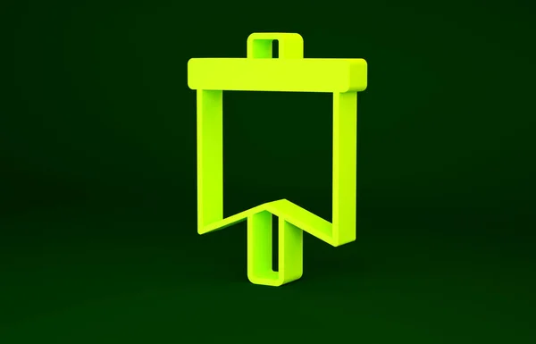 Yellow Flag icon isolated on green background. Victory, winning and conquer adversity concept. Minimalism concept. 3d illustration 3D render — Stock Photo, Image