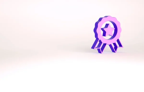 Icona Medaglia viola isolata su sfondo bianco. Simbolo del vincitore. Concetto minimalista. Illustrazione 3d rendering 3D — Foto Stock