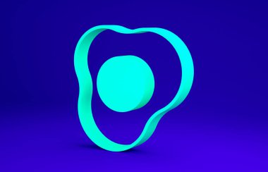 Yeşil çırpılmış yumurta ikonu mavi arka planda izole edilmiş. Ev yemeği, sahanda yumurta, sağlıklı kahvaltı, omlet ikonu. Minimalizm kavramı. 3d illüstrasyon 3B canlandırma