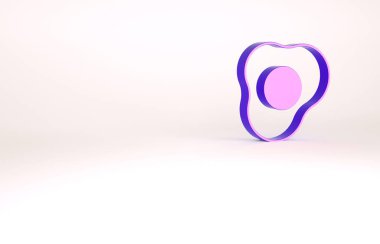 Mor omlet simgesi beyaz arka planda izole edilmiş. Ev yemeği, sahanda yumurta, sağlıklı kahvaltı, omlet ikonu. Minimalizm kavramı. 3d illüstrasyon 3B canlandırma