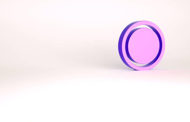 Beyaz arkaplanda Mor Tabaka simgesi izole edildi. Çatal bıçak sembolü. Restoran tabelası. Minimalizm kavramı. 3d illüstrasyon 3B canlandırma