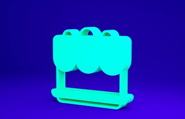 Mavi arkaplanda Yeşil Kek simgesi izole edildi. Doğum günün kutlu olsun. Minimalizm kavramı. 3d illüstrasyon 3B canlandırma