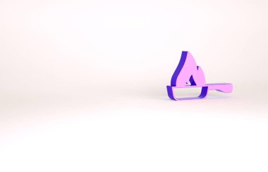 Mor kızartma tavası simgesi beyaz arkaplanda izole edildi. Kızartma veya kızartma gıda sembolü. Minimalizm kavramı. 3d illüstrasyon 3B canlandırma