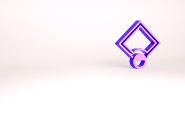 Mor Beyzbol sahası simgesi beyaz arkaplanda izole edildi. Beyzbol haritası. Minimalizm kavramı. 3d illüstrasyon 3B canlandırma