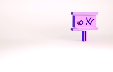 Mor Planlama strateji konsepti simgesi beyaz arkaplanda izole edildi. Beyzbol kupası formasyonu ve taktiği. Minimalizm kavramı. 3d illüstrasyon 3B canlandırma