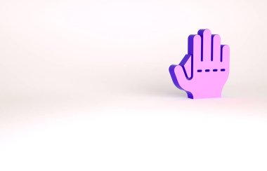 Beyaz arka planda izole edilmiş mor beyzbol eldiveni ikonu. Minimalizm kavramı. 3d illüstrasyon 3B canlandırma