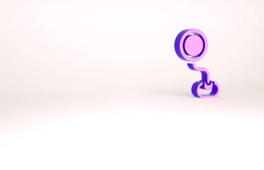 Mor Yol trafik işareti. Beyaz arkaplanda sinyal simgesi izole edildi. İşaretçi sembolü. İzole sokak bilgi levhası. Yön tabelası. Minimalizm kavramı. 3d illüstrasyon 3B canlandırma