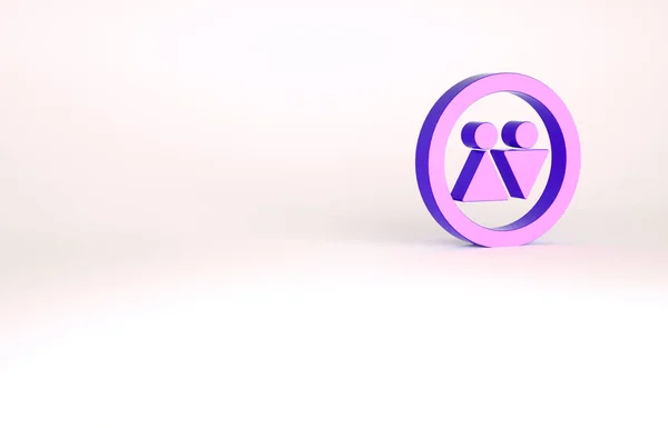 Фиолетовый значок Тойлета выделен на белом фоне. Туалет. Туалет. Концепция минимализма. 3D-рендеринг — стоковое фото