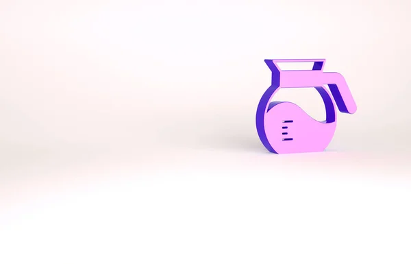 Icona caffettiera viola isolata su sfondo bianco. Concetto minimalista. Illustrazione 3d rendering 3D — Foto Stock
