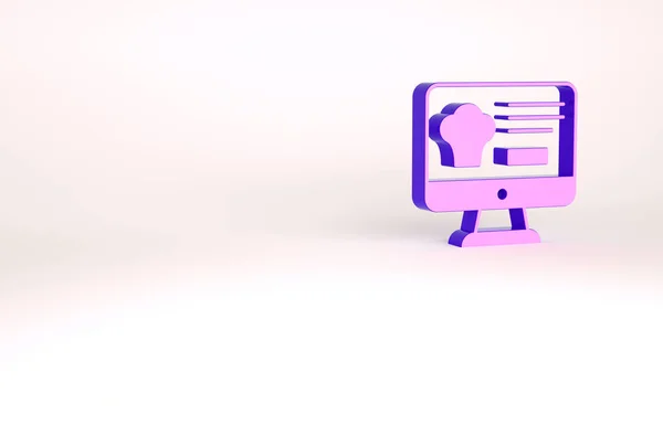 Purple Online pedido y entrega de comida rápida icono aislado sobre fondo blanco. Concepto minimalista. 3D ilustración 3D render —  Fotos de Stock