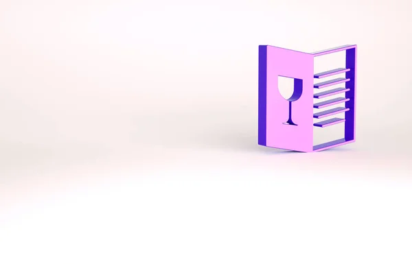 Purple Restaurant cafe menu icon isolated on white background. Minimalism concept. 3d illustration 3D render — Fotografia de Stock