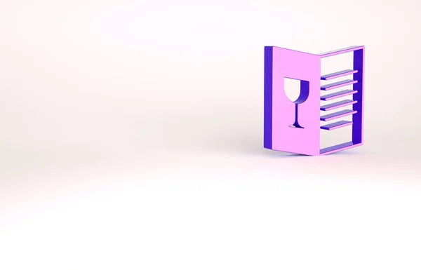 Purple Restauracja kawiarnia menu ikona izolowane na białym tle. Koncepcja minimalizmu. Ilustracja 3D 3D renderowania — Zdjęcie stockowe