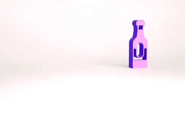 Icône bouteille de vin violet isolé sur fond blanc. Concept de minimalisme. Illustration 3D rendu 3D — Photo