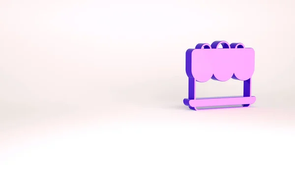 Icono de pastel púrpura aislado sobre fondo blanco. Feliz Cumpleaños. Concepto minimalista. 3D ilustración 3D render — Foto de Stock