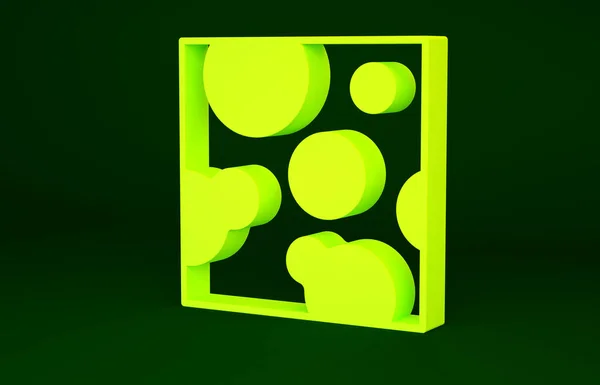 Icône Fromage jaune isolée sur fond vert. Concept de minimalisme. Illustration 3D rendu 3D — Photo