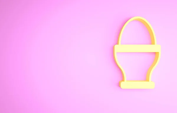 Ovo de frango amarelo em um ícone de suporte isolado no fundo rosa. Conceito de minimalismo. 3D ilustração 3D render — Fotografia de Stock