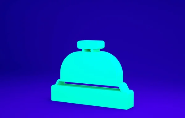 Green Hotel service icon isolated on blue background. Приемный звонок. Концепция минимализма. 3D-рендеринг — стоковое фото