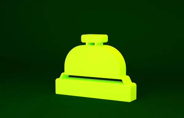 Icono de campana de servicio Yellow Hotel aislado sobre fondo verde. Campana de recepción. Concepto minimalista. 3D ilustración 3D render — Foto de Stock