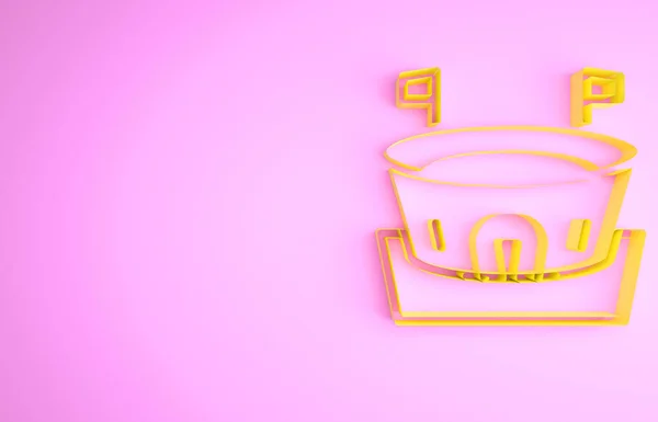 Yellow Baseball arena icon isolated on pink background. Baseball field. Minimalism concept. 3d illustration 3D render — ストック写真