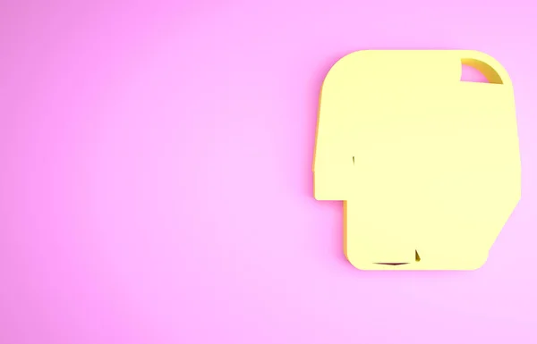 Желтый Бейсбольная футболка значок изолирован на розовом фоне. Бейсбольная майка, спортивная форма, футболка с регланом. Концепция минимализма. 3D-рендеринг — стоковое фото