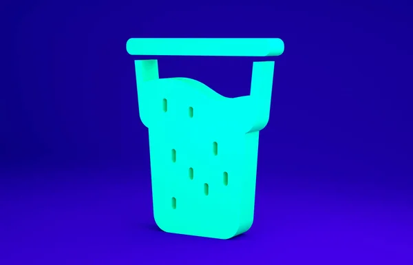 Groen glas bier pictogram geïsoleerd op blauwe achtergrond. Minimalisme concept. 3d illustratie 3D renderen — Stockfoto