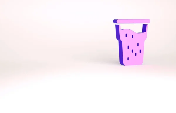 Purple Glass of beer icoon geïsoleerd op witte achtergrond. Minimalisme concept. 3d illustratie 3D renderen — Stockfoto