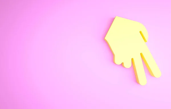 Ícone de luva de beisebol amarelo isolado no fundo rosa. Conceito de minimalismo. 3D ilustração 3D render — Fotografia de Stock