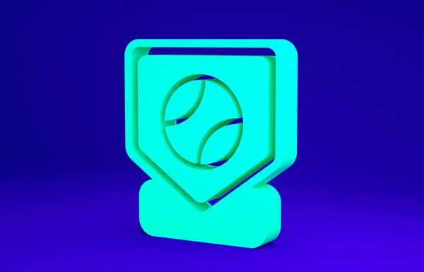 Ікона зеленого бейсболу ізольована на синьому фоні. Концепція мінімалізму. 3D-рендеринг — стокове фото