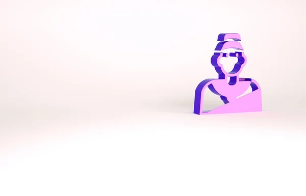 Icône d'entraîneur de baseball violet isolé sur fond blanc. Concept de minimalisme. Illustration 3D rendu 3D — Photo
